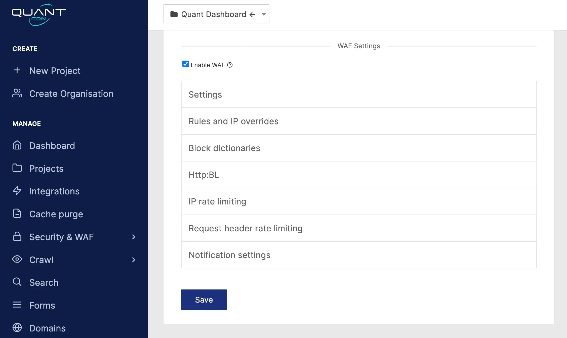 Quant Proxy Rule configuration