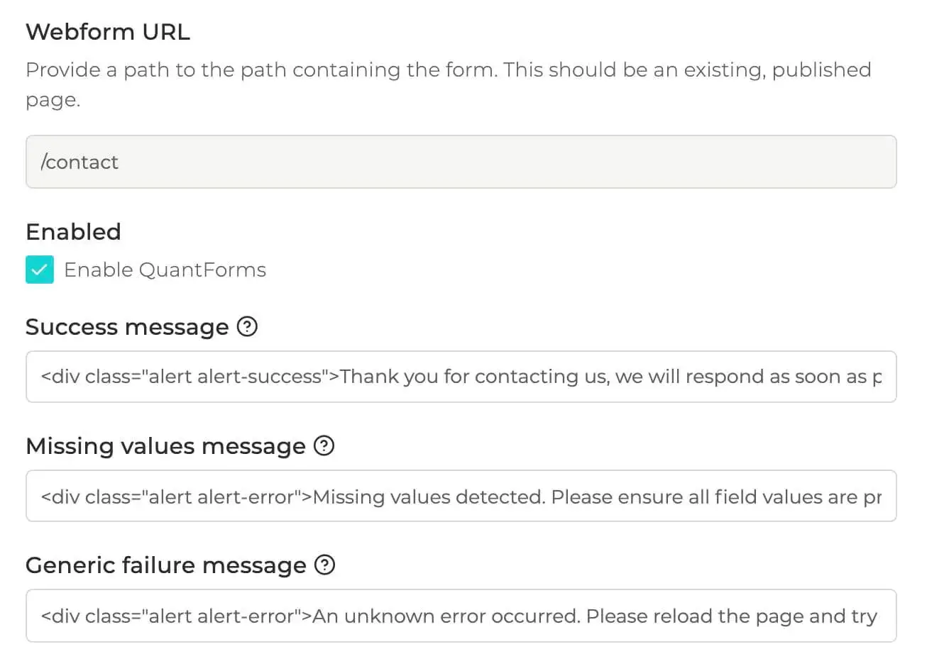 Enable Quant Forms