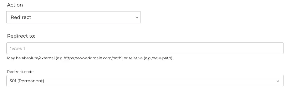 Redirect configuration