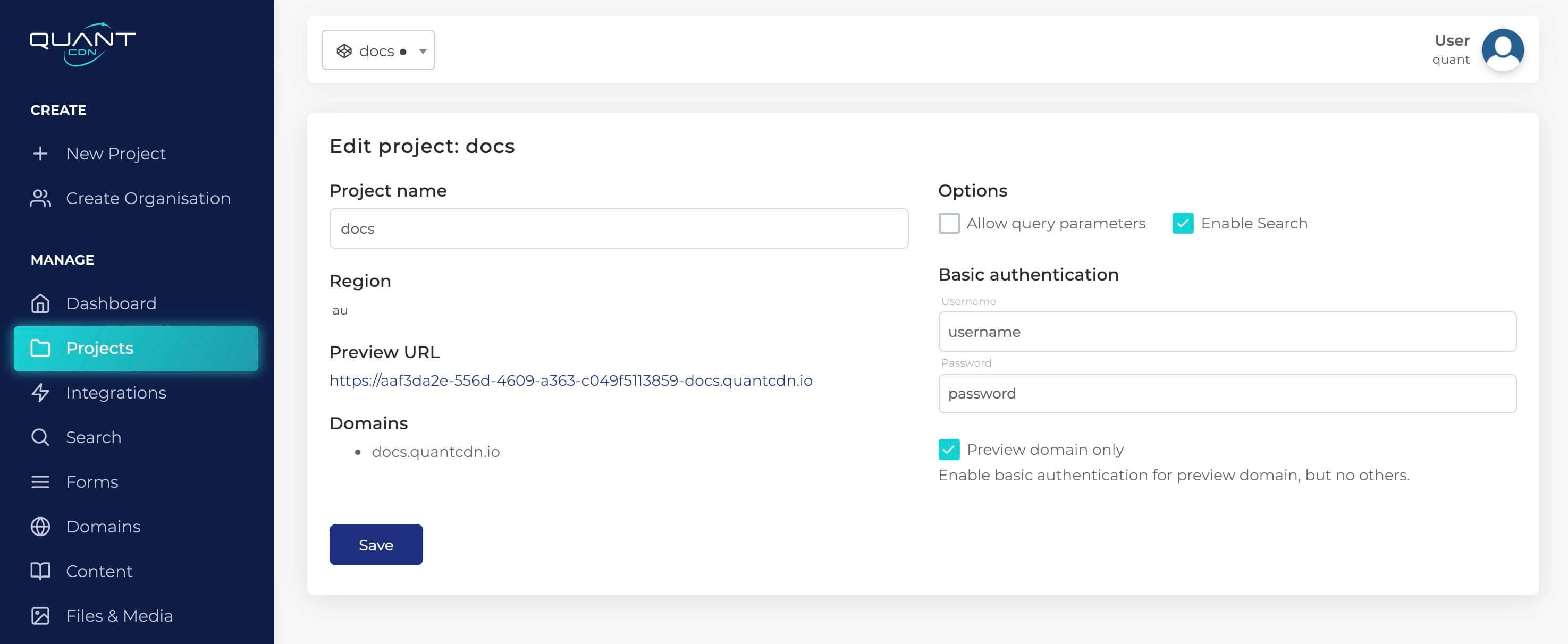 Enable project authentication
